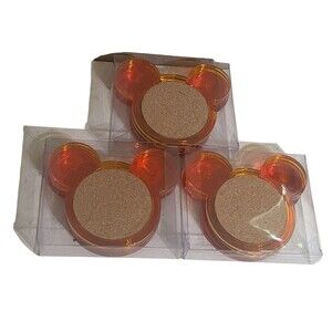 Disney Coasters 3 Set of 4 Orange  Plastic Mickey Mouse Ears w/ Cork Center New